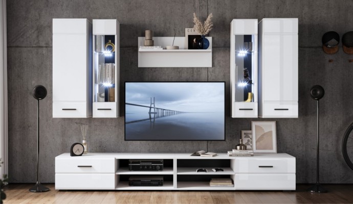 Стенка Кай Белый/белый глянец