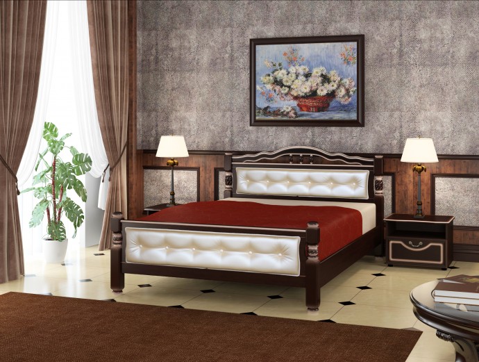 Кровать "Карина-11" с элементами  экокожи