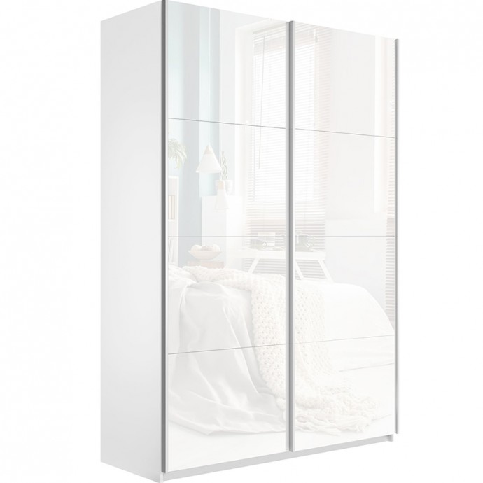 Шкаф-купе Прайм 2-х дверный (Белое стекло)